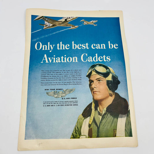 US Air Force Aviation Cadets Wings 1948 War Propaganda Poster Ad 10.5x14” TA8