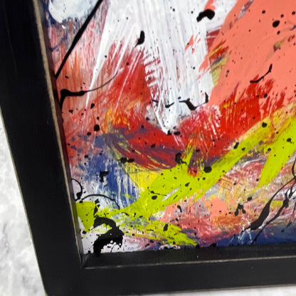 Framed Original Abstract Art Painting 6x8" Spanish Ceviche With COA TI6