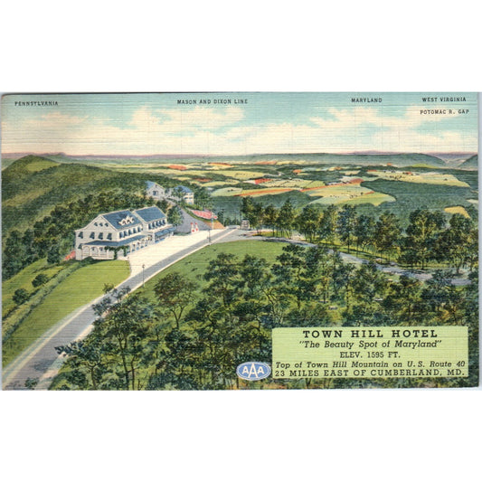 Town Hill Hotel Little Orleans Maryland - Original Postcard P3-4