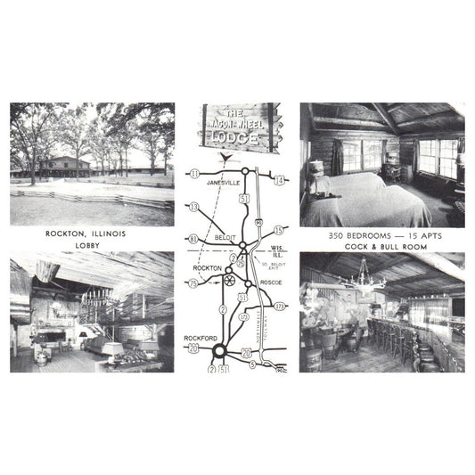 The Wagon Wheel Lodge Rockton Illinois 1962 - Postcard TJ8-2
