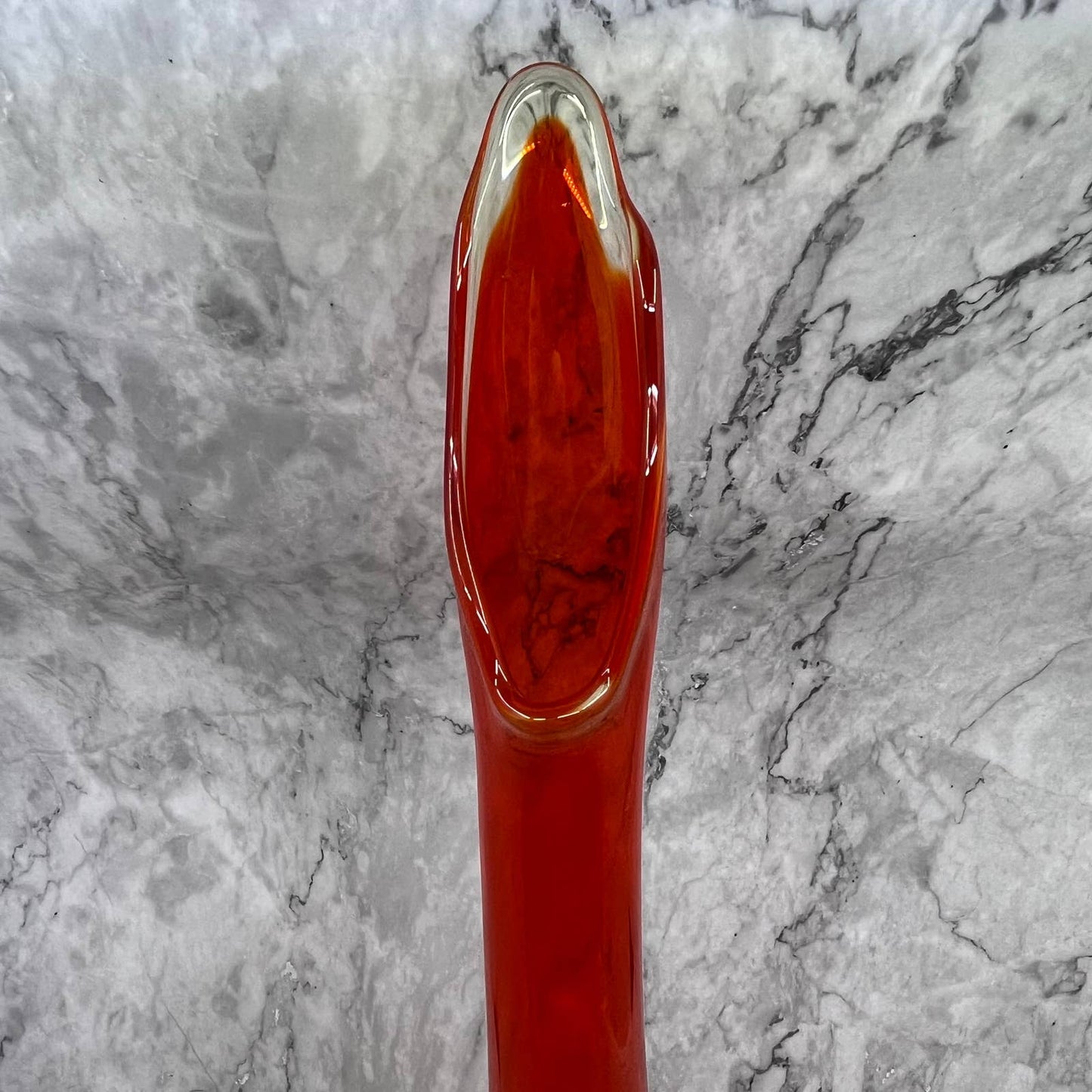 Large Viking Swung Glass Swung Orange and Red AMBERINA Vase 21 1/2” TD1