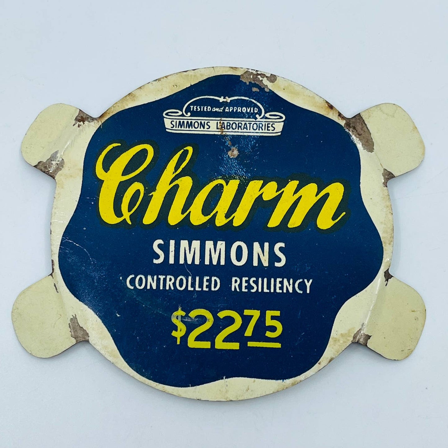 Vintage Metal Sign Charm Simmons Mattress Advertising 6” SB7