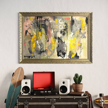 Original LARGE Framed Abstract Art Painting 40x28 “Saturday Morning” w/ COA