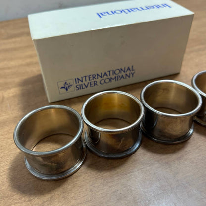 1970s Silver Plate Napkin Bands Rings International Silver Co. Set of 4 TA1