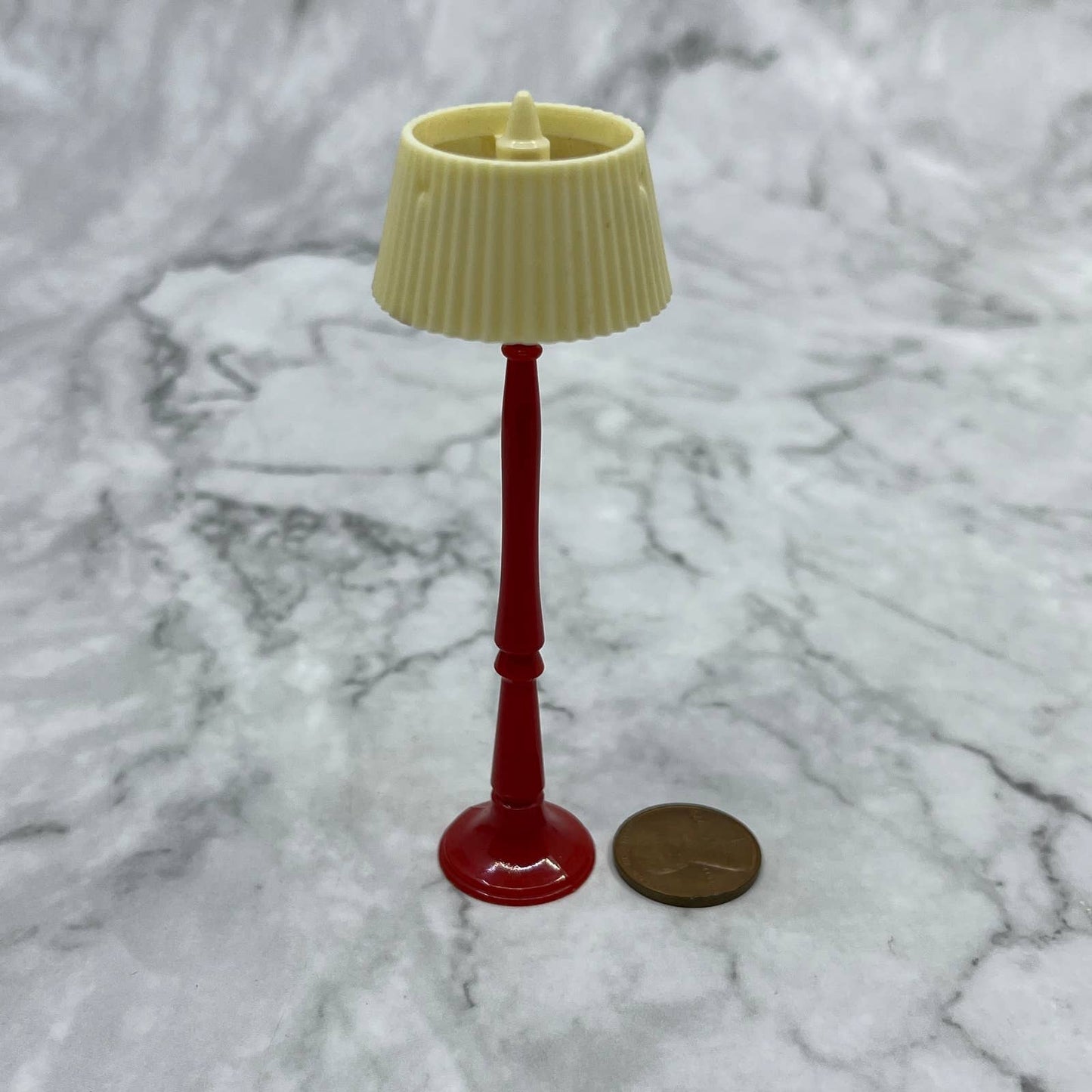 Vintage 1940s Renwal Dollhouse Miniature Red Plastic Floor Lamp SE7