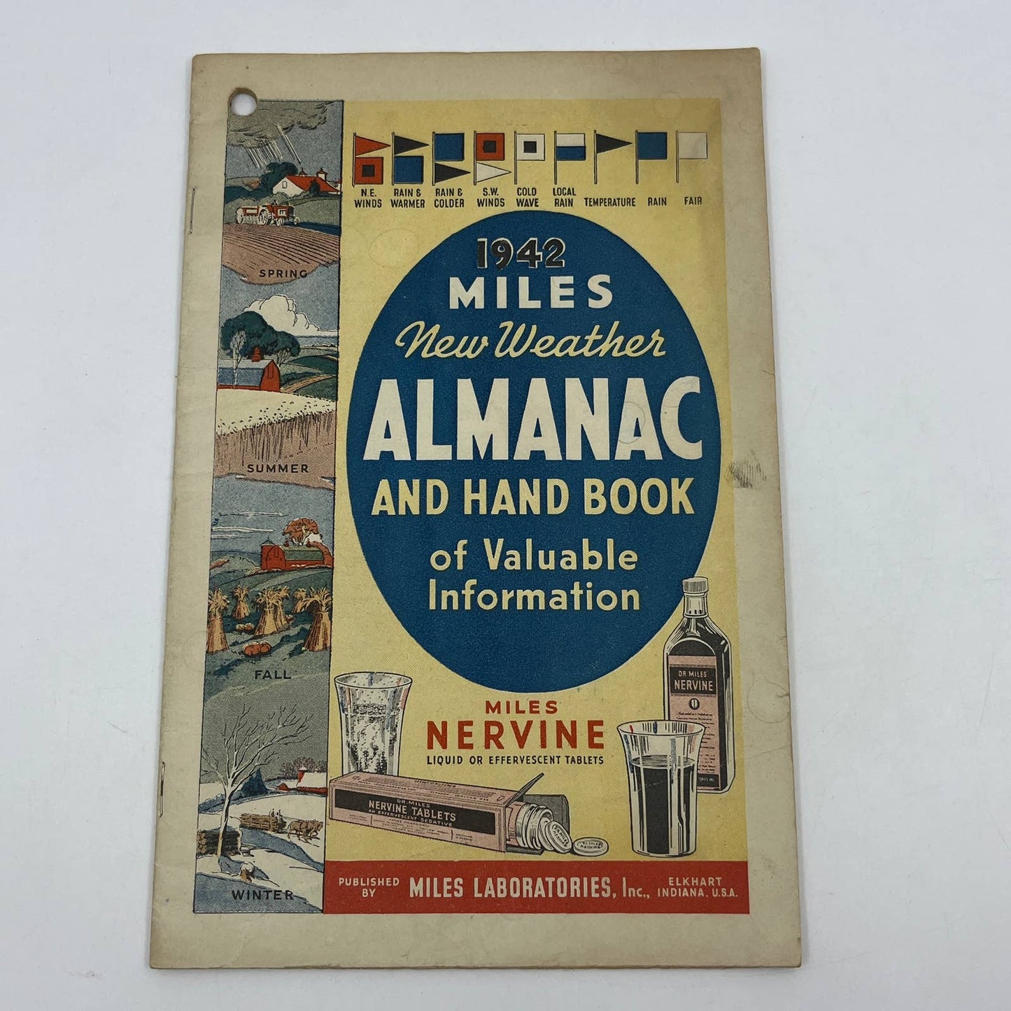 1942 Dr. Miles Almanac And Hand Book Nervine Quack Medicine Elkhart IN TG6