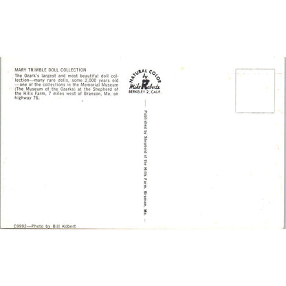 Mary Trimble Doll Collection Branson Missouri Original Postcard PB8