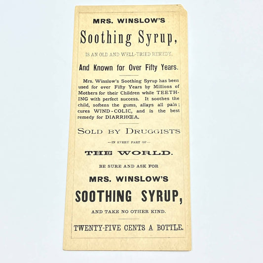 1880s Quack Medicine Blotter Mrs. Winslow's Soothing Syrup AB8-3