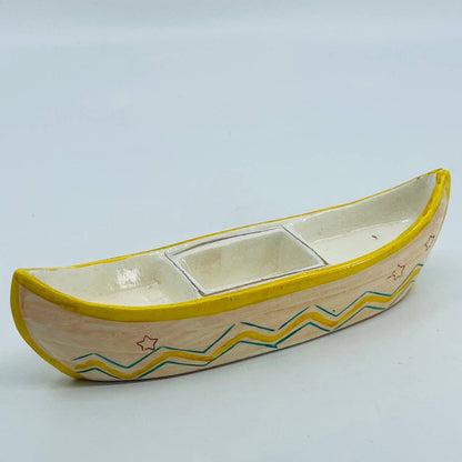 Vintage 1940s Occupied Japan Hand Painted Native American Canoe Salt Cellar TB5