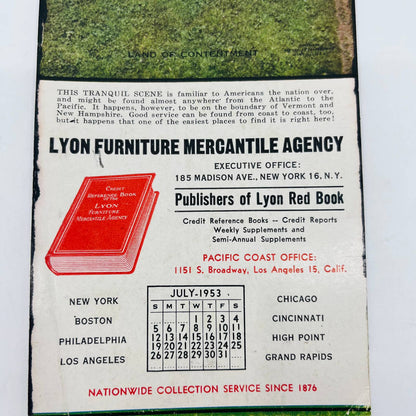 1953 Blotter Card Lyon Furniture Mercantile Agency New York NY C11