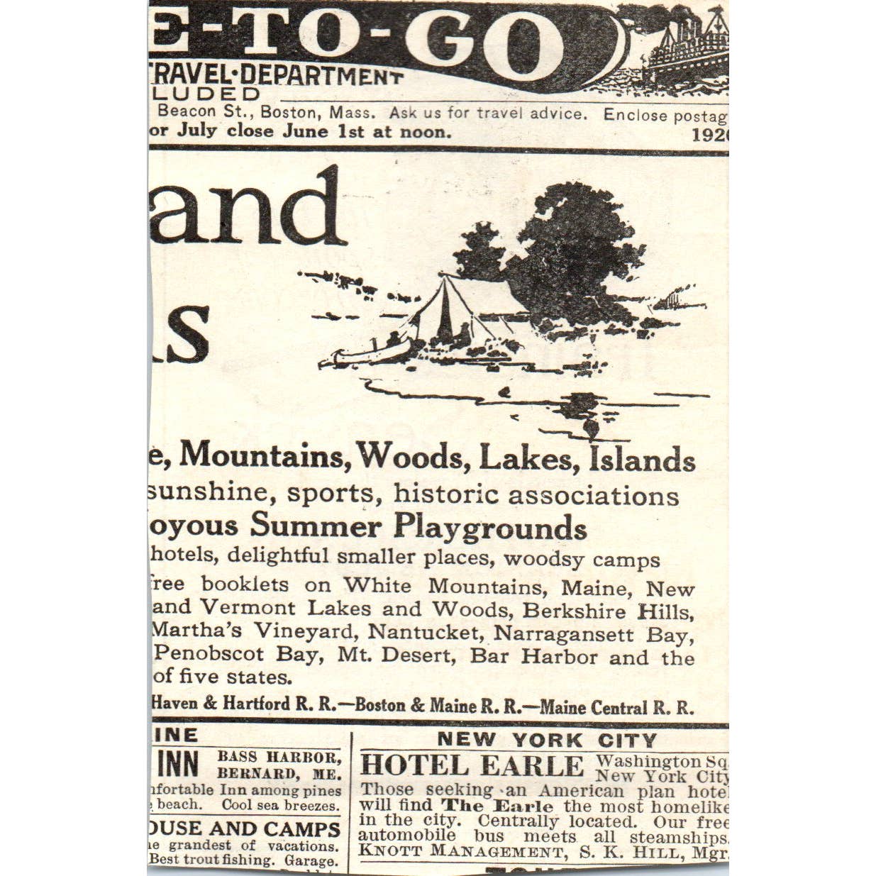 c1920 Harper's Magazine Ad Mothersill's Seasick Remedy Company Detroit MI EA3-4