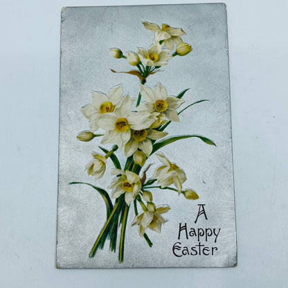 1910s Easter Post Card WINSCH Back Embossed Silver Background Daffodils PA5