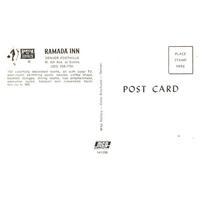 Vintage Postcard - Ramada Inn Roadside Hotel Denver Foothills AD9