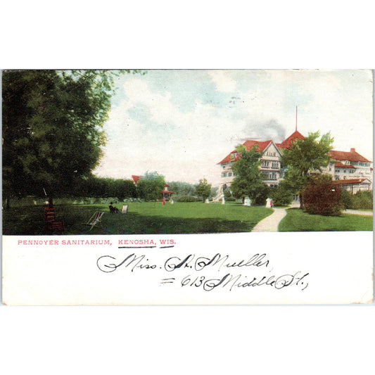 Pennoyer Sanitarium Kenosha Wisconsin c1905 Original Postcard TJ9-P3