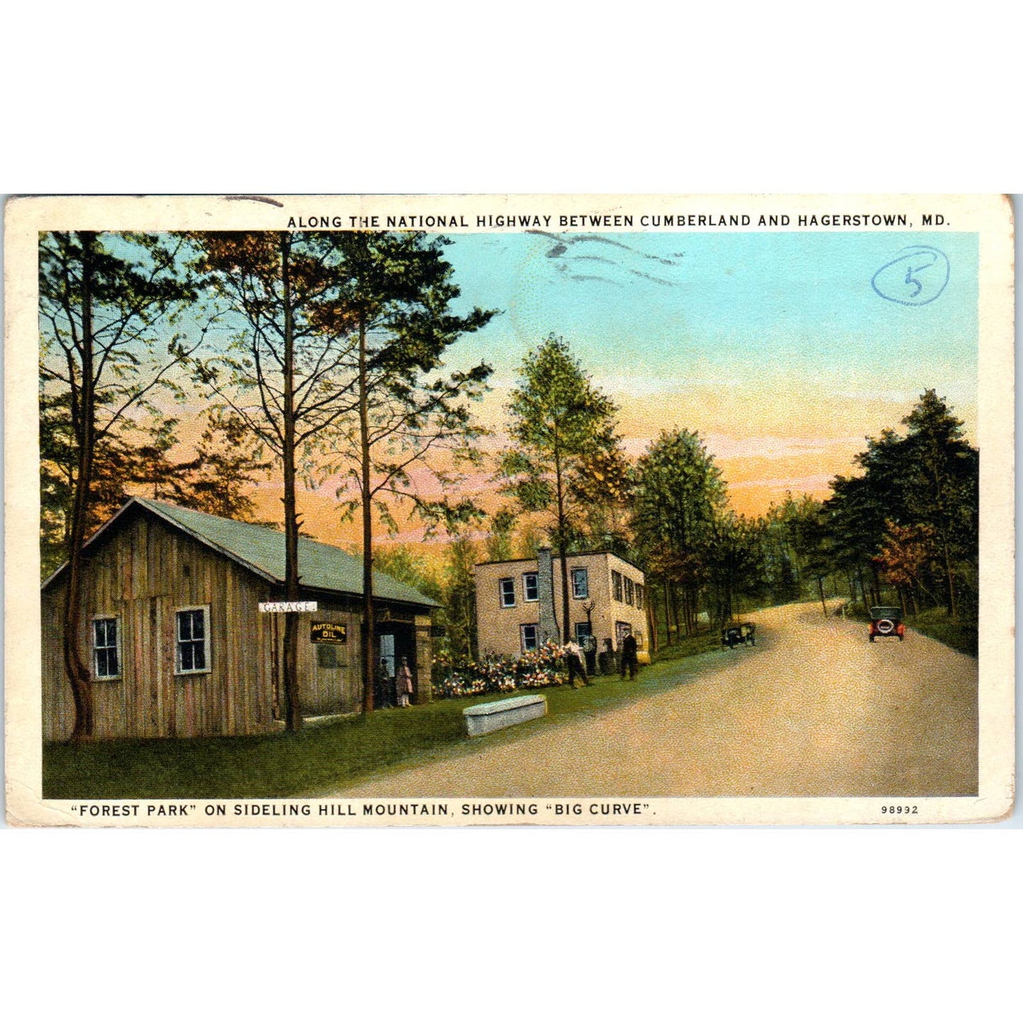 Forest Park Sideling Hill Mtn Cumberland Hagerstown MD 1931 - Postcard TJ7-RP2