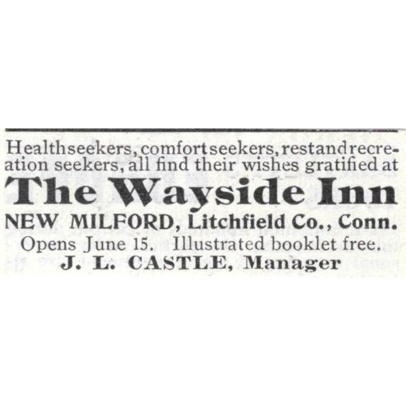 The Wayside Inn New Milford CT J.L. Castle - 1903 Original Ad TJ8-7-5