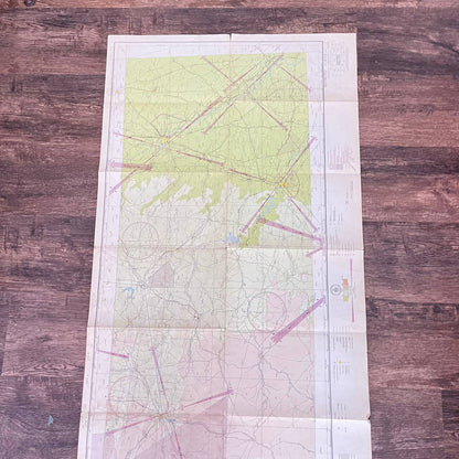 1943 WWII Austin Texas Army Aeronautical Chart Fold Out Map 49x24 D7