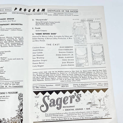 1958 Radio City Music Hall Program Masquerade Jean Simmons Dan O’Herlihy AA9