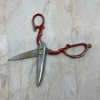 Kitchen Utility Shear Scissors Bottle Opener Cast Metal Red Handle 7.5” TE5-S2-1