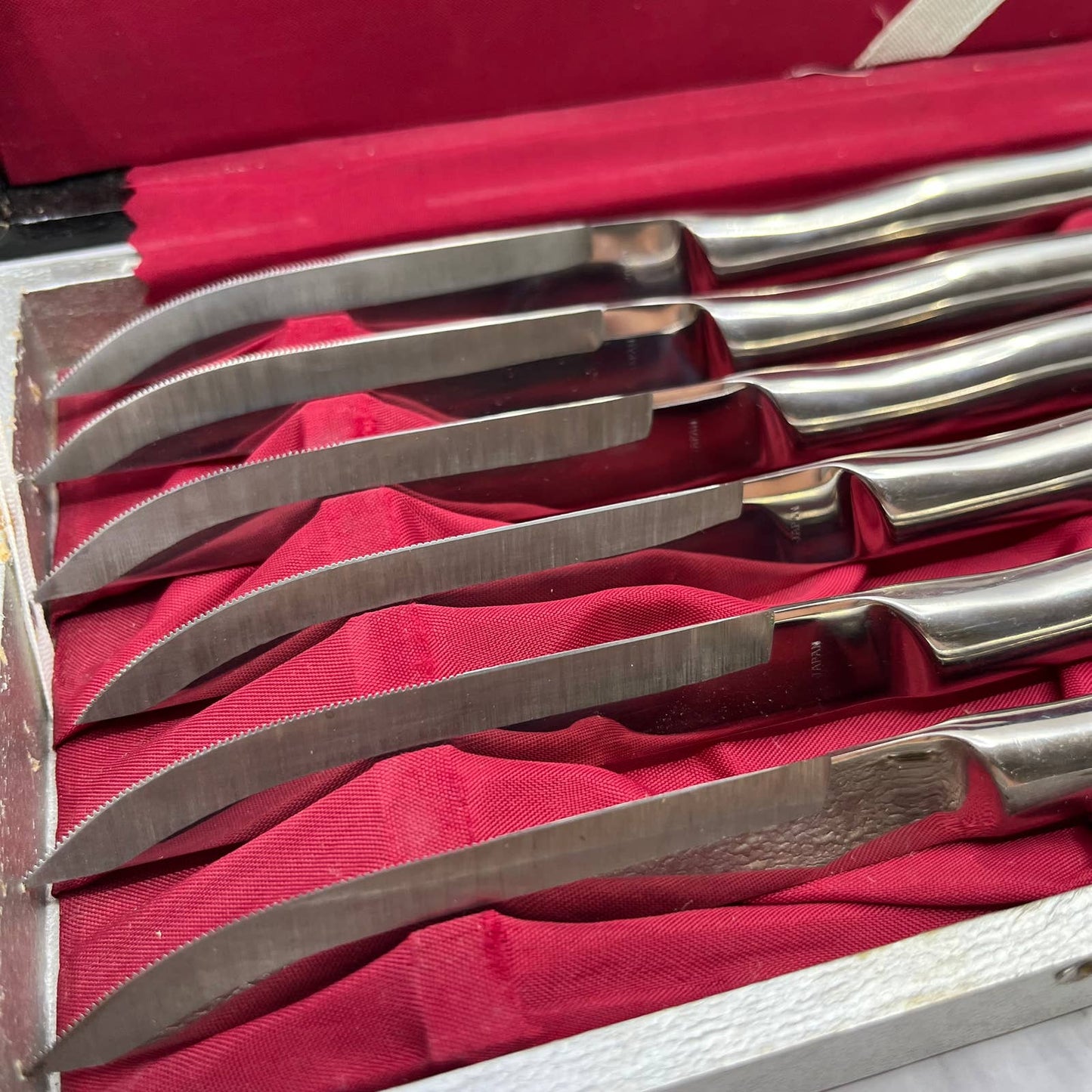 Vtg MCM Excello Deluxe Hollow Ground Stainless Steel Set Of 6 Steak Knives TA9