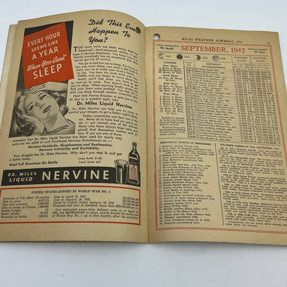 1942 Dr. Miles Almanac And Hand Book Nervine Quack Medicine Elkhart IN TG6