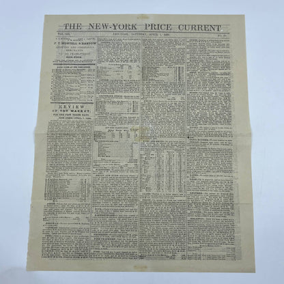 1866 New York Price Current Newspaper Stock Market Review April 7 No. 28 AC2