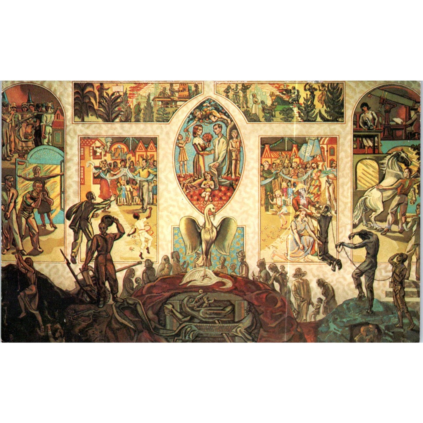 United Nations Security Council Chamber Mural Original Postcard TK1-P18