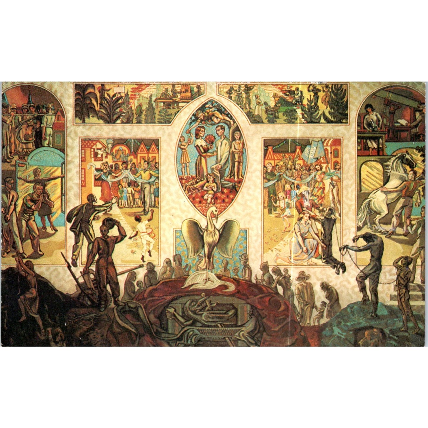 United Nations Security Council Chamber Mural Original Postcard P2-8
