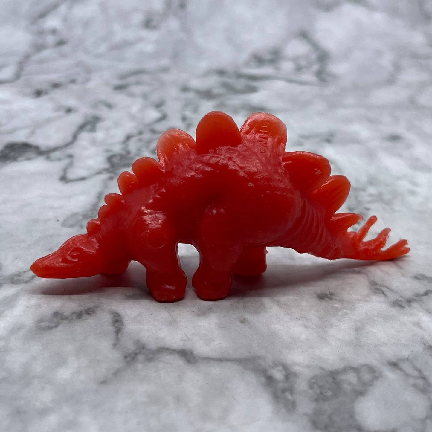 Toy Street Marx Stegosaurus Prehistoric RED Hard Plastic Dinosaur 3.5" SE6