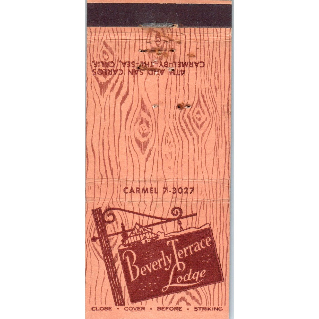 Beverly Terrace Lodge Carmel-By-The-Sea CA Advertising Matchbook Cover MM10-3