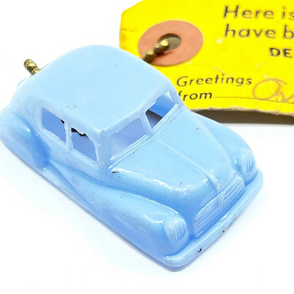 1940s Celluloid Novelty Toy Car Keychain with Shipping Tag Deluxe Model SD6