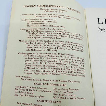 1959 Lincoln Sesquicentennial Handbook of Information Booklet TB6