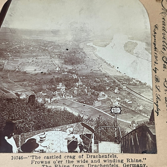 Castled Crag of Drachenfels Germany 1903 Antique Stereoview Card TJ9-V3