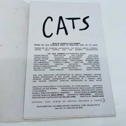 1989 CATS The Musical Souvenir Program Playbill Hershey Theater Pennsylvania BA2