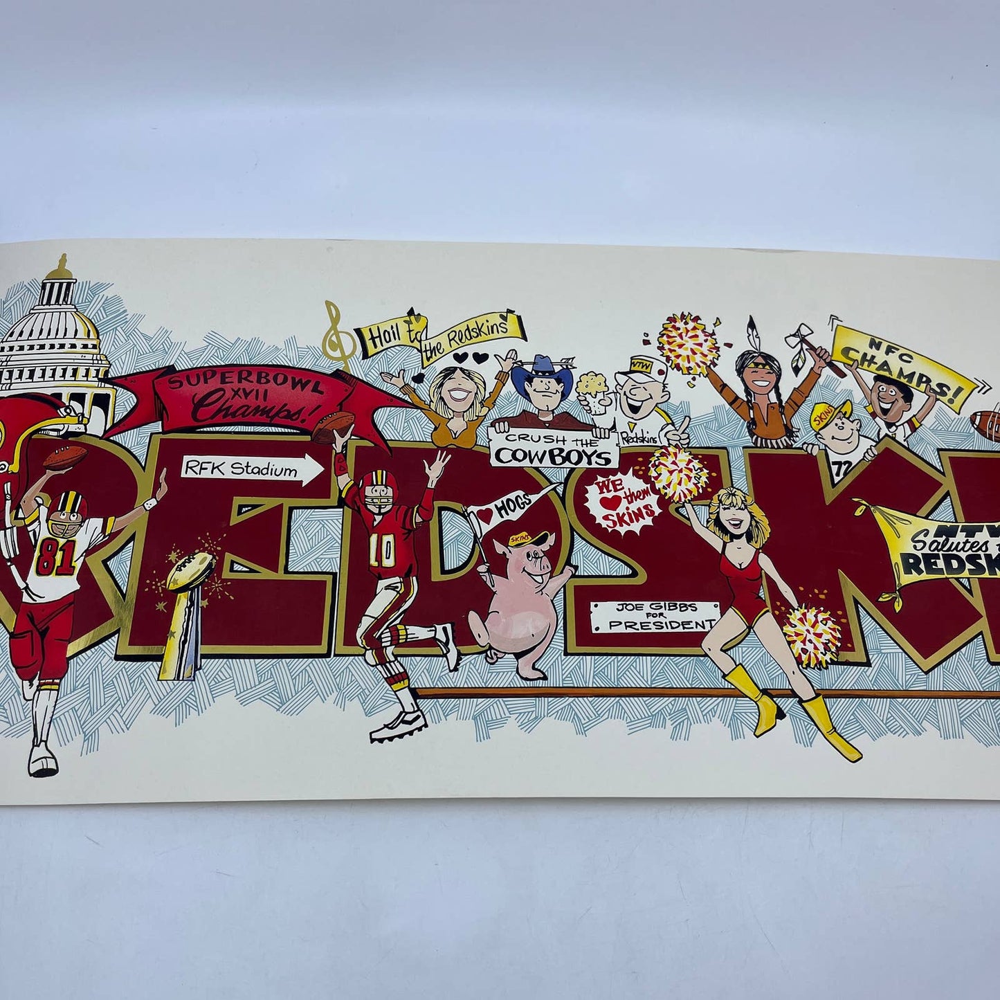 1987 JRaymond Washington Redskins Super Bowl Poster ~9.5x27" RU1