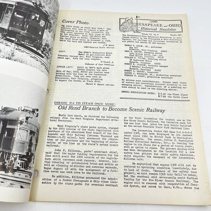 1975 Oct Chesapeake and Ohio Historical Newsletter C&O RR Thomas Dixon WV M1-2