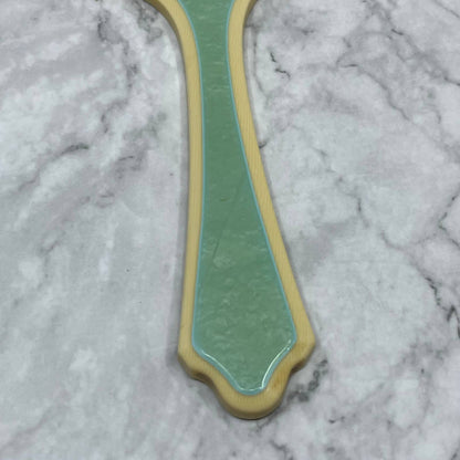 Vintage Jade Green Bakelite Celluloid Pereline 13" Vanity Hand Mirror TE4