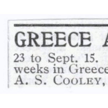 Greece & Italy Summer Trip A.S. Cooley Auburndale MA - 1903 Original Ad TJ8-7-8