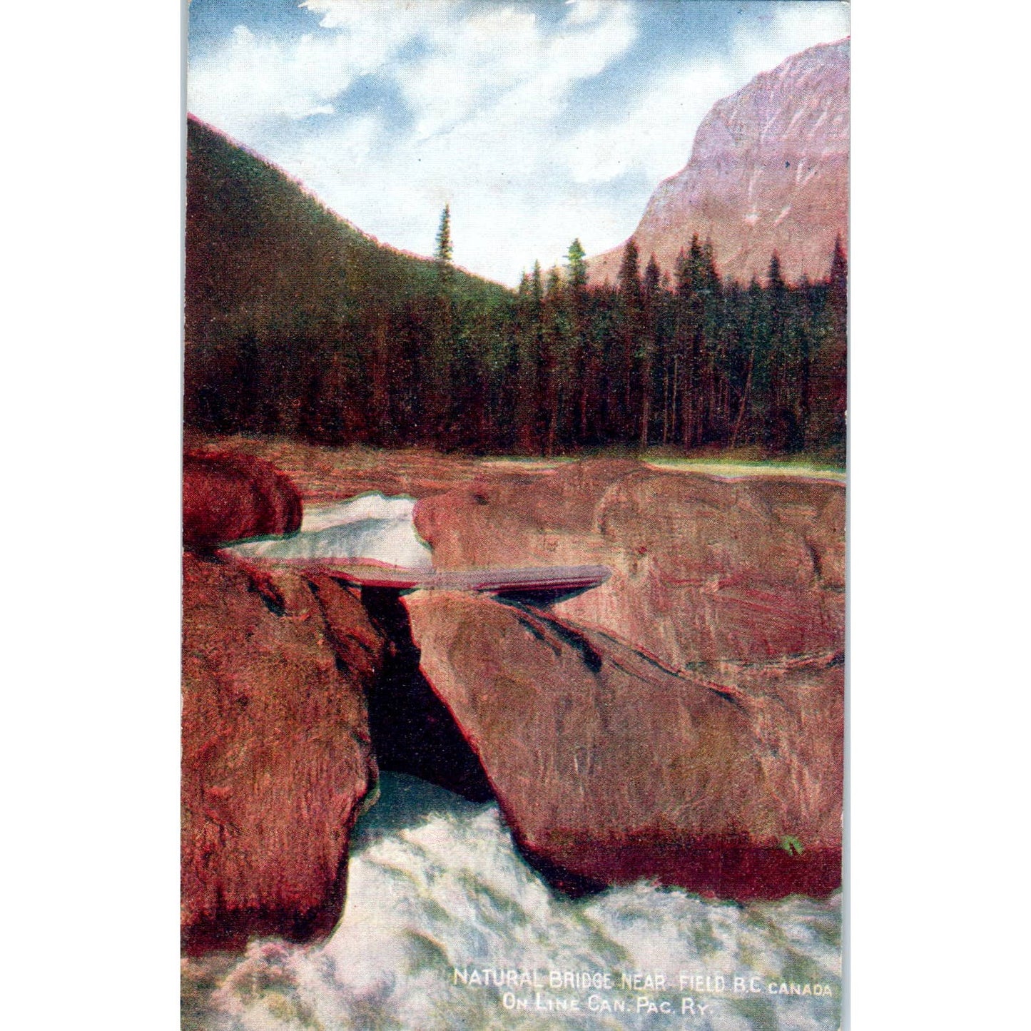 Canadian Pacific Railway Line BC Canada Natural Bridge Original Postcard TJ7-RP1