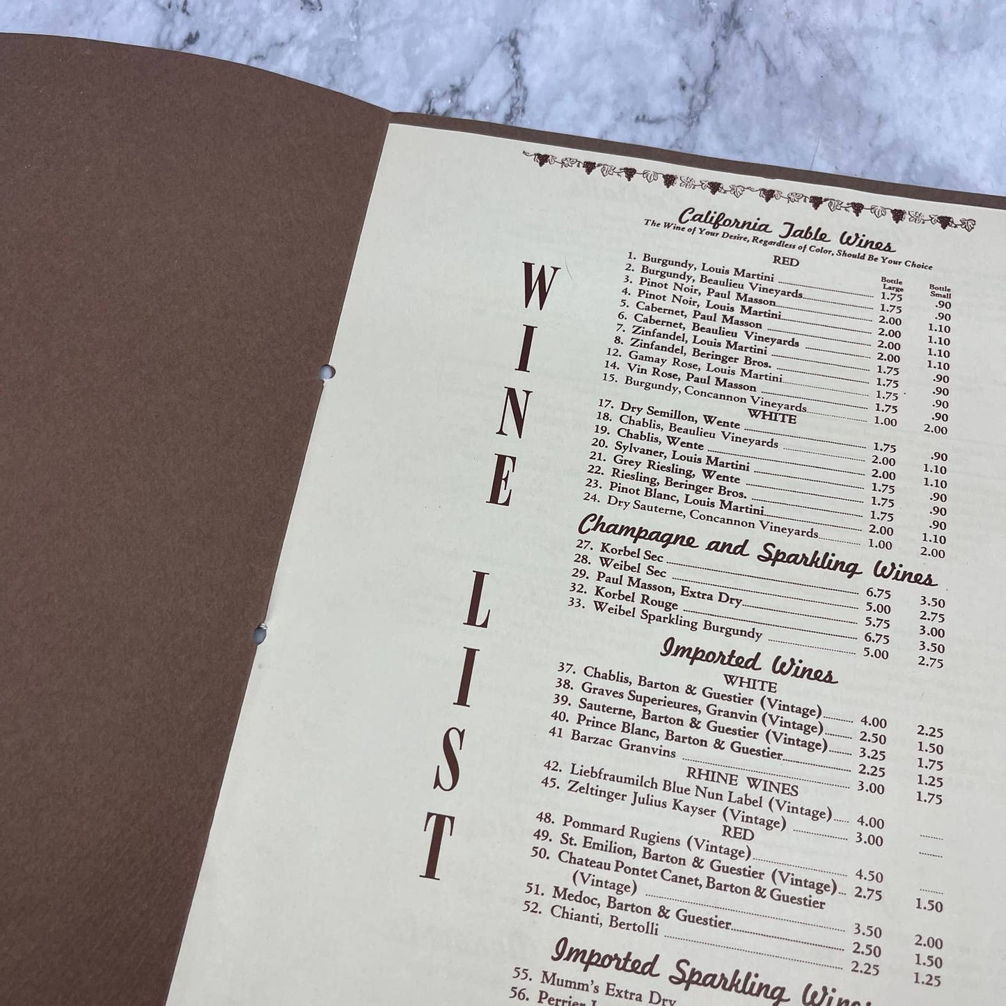 1953 Sea Wolf Restaurant Menu Jack London Square Oakland CA TD8