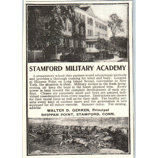 c1920 Harper's Ad - Stamford Military Academy Walter D. Gerken Stamford CT EA3-4