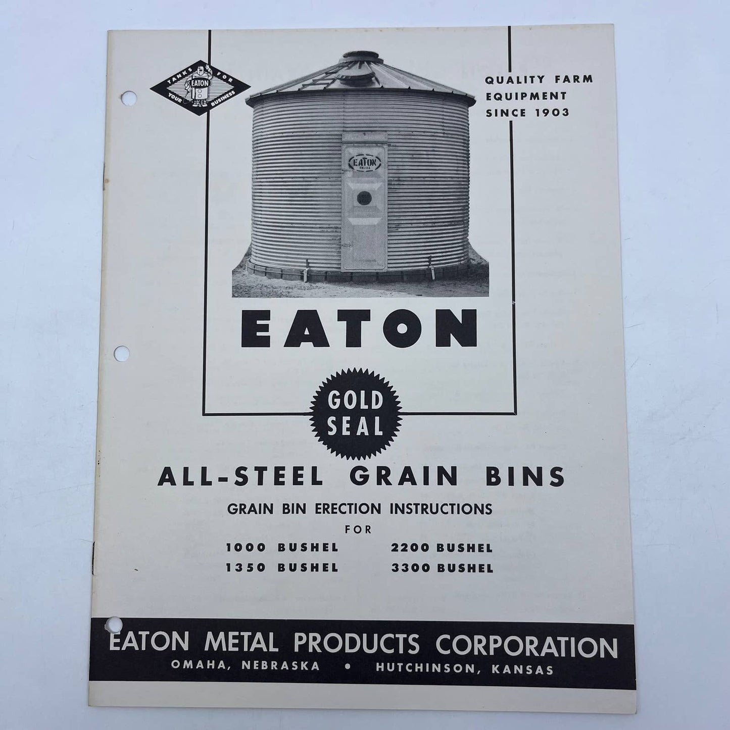 Vintage Eaton Gold Seal All-Steel Grain Bins Manual Assembly Instructions TH8