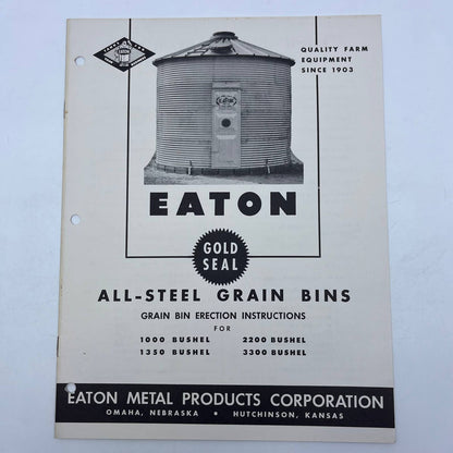 Vintage Eaton Gold Seal All-Steel Grain Bins Manual Assembly Instructions TH8