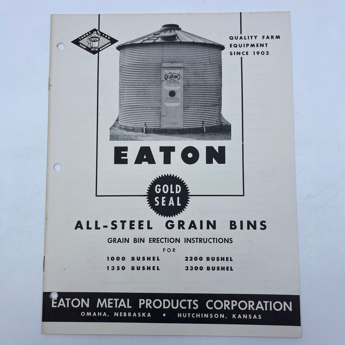 Vintage Eaton Gold Seal All-Steel Grain Bins Manual Assembly Instructions L4-2