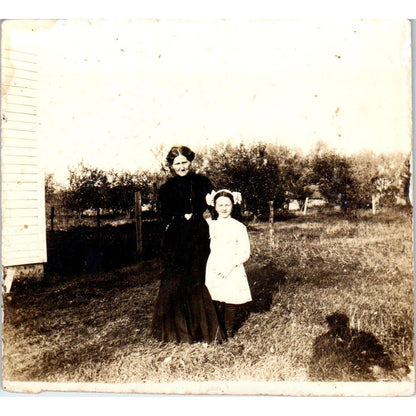Mother and Daughter on Farm "Lepha & Mrs. Doris" RPPC Real Photo Postcard PB1