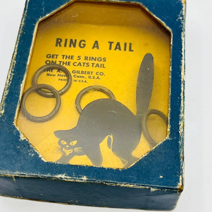 1940s Vintage BLACK CAT Halloween AC Gilbert Puzzle Toy Ring Toss Game 3x4.5 TD2