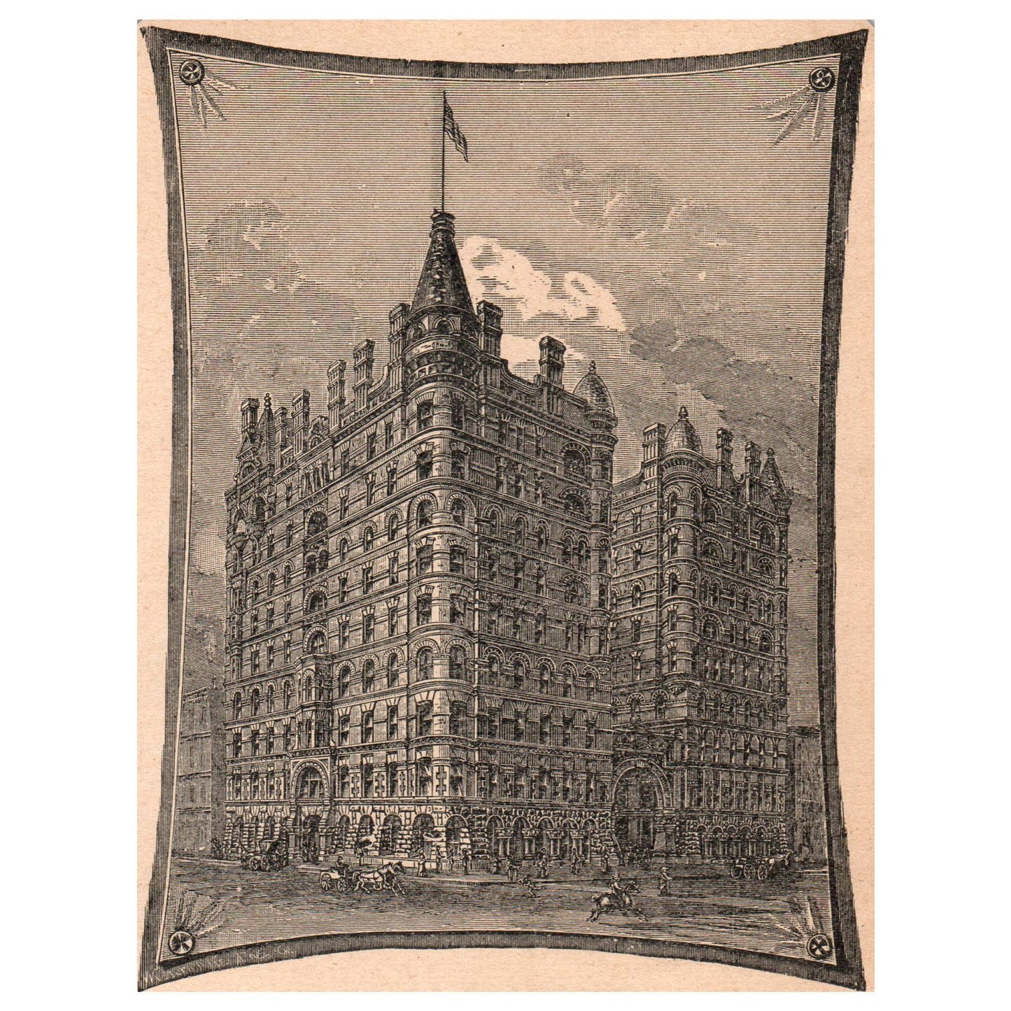 Pullman Building Chicago Illinois 4.5x6" Original Engraving 1899 TJ8-7