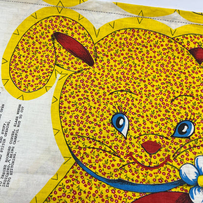 1960s Honey Bunny Yellow Calico Toy Doll Pillow Cut Sew Stuff Fabric Panel TH6