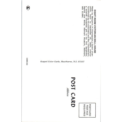 Eight Room Victorian Doll House Benjamin H. Chamberlain Salem MA Postcard PB9