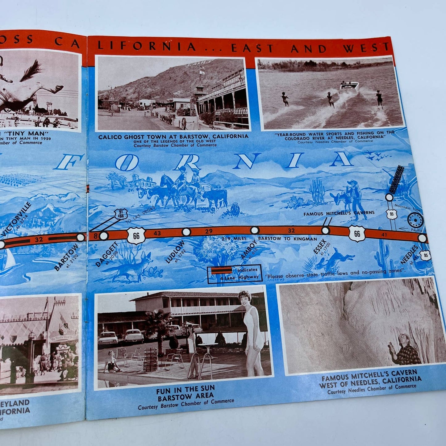 1961 Chicago to Los Angeles Interstate Route 66 Brochure & Map TH7